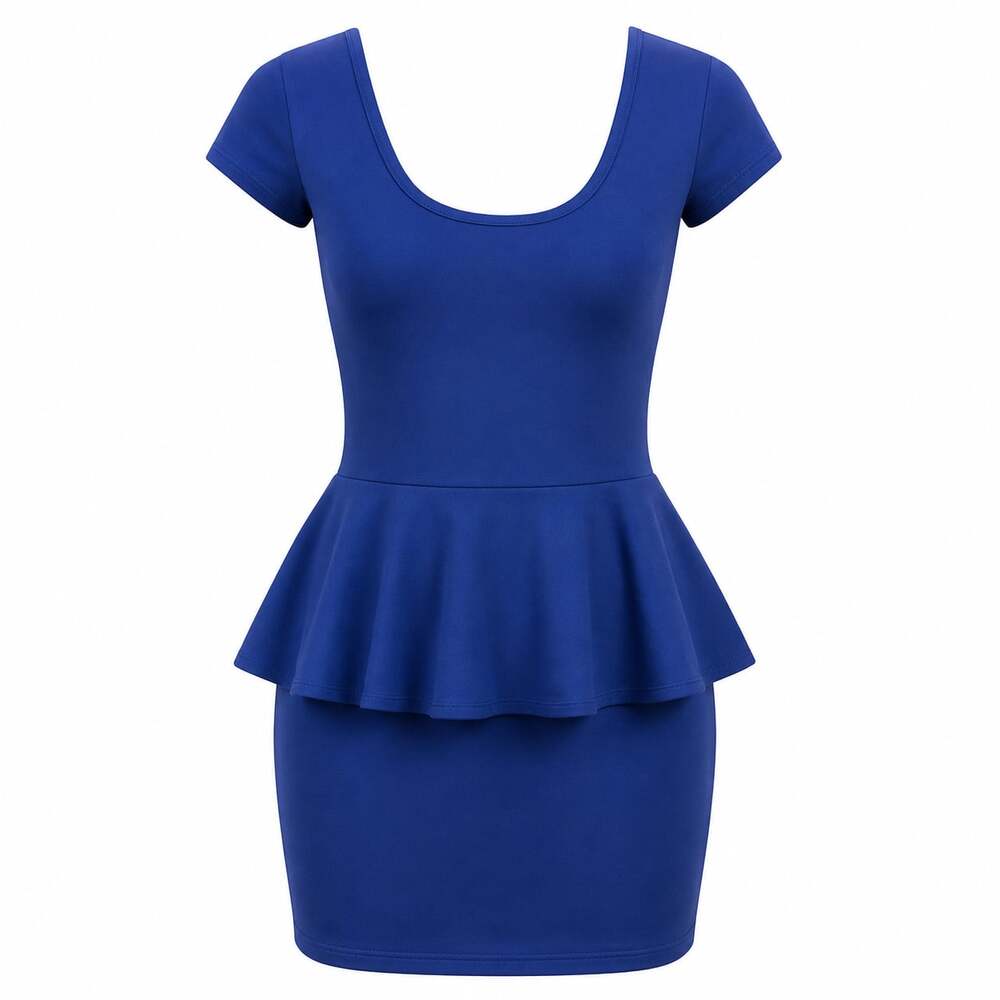 Royal Blue Short Sleeve Peplum homecoming Dress